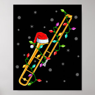 Poster Amante da Música de Trombone Luzes de Natal Trombo