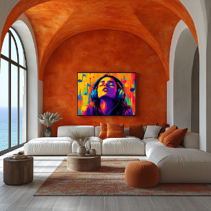 Poster Amante da Música Pop Art – Arte do Groove de Fone 