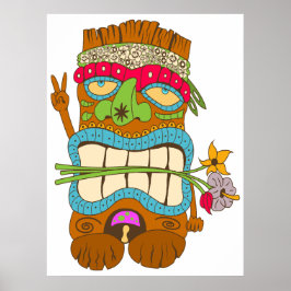 Poster Amante da Paz, Tiki Hippie Louco por Flores