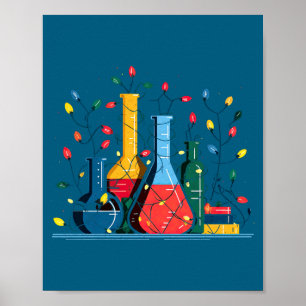Poster Amante das Luzes de Natal de Química Químico Ciênc