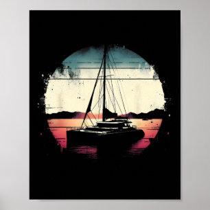 Poster Amante de barco catamarã - Vela de barco vintage