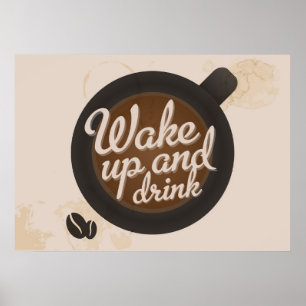 Poster Amante de Café Acorda e Bebe Café