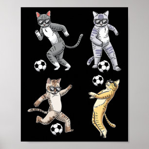 Poster Amante de Gato Engraçado Jogador de Futebol Brinca