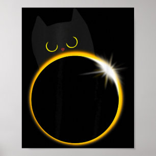 Poster Amante de Gato Preto Engraçado Eclipse Solar