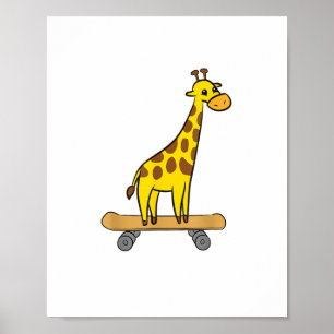 Poster Amante de Girafa Engraçada Girafa Skate
