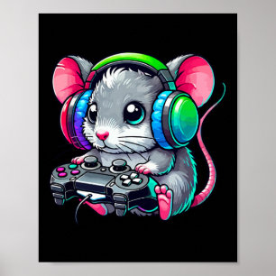 Poster Amante de jogos de vídeo engraçados de rato jogado