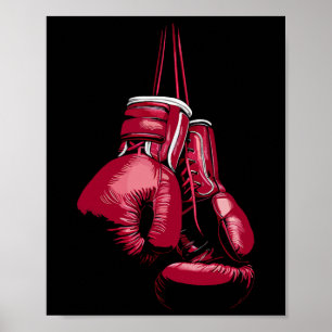 Poster Amante de Kickboxing Boxe Boxer Luvas de Boxe Vint