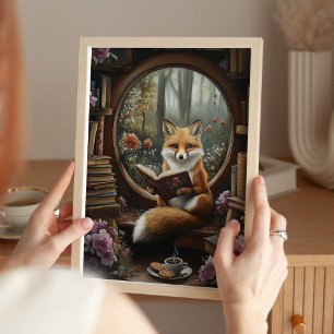 Poster Amante de Livros Caprichosa Lendo Arte de Raposa I