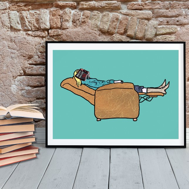 Poster Amante de Livros Divertido (Funny book lover poster original collage artwork by artist Catherine Sweetman )