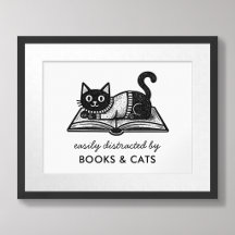 Amante de Livros Gato Preto Citação Divertida