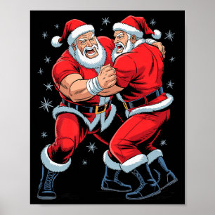 Poster Amante de Luta de Papai Noel Engraçado Lutador de