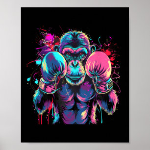 Poster Amante de Macaco de Boxe Luvas de Boxe Kickboxing