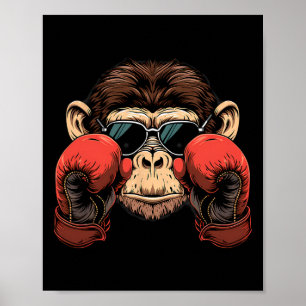 Poster Amante de Macaco de Boxe Luvas de Boxe Kickboxing