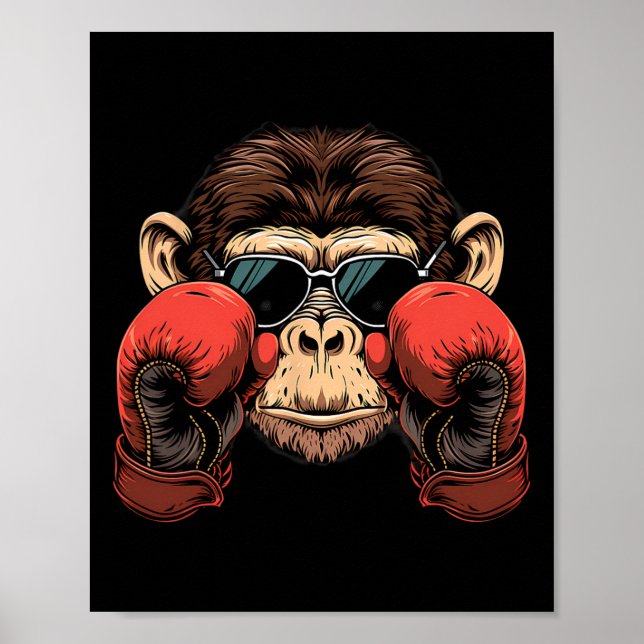 Poster Amante de Macaco de Boxe Luvas de Boxe Kickboxing  (Frente)