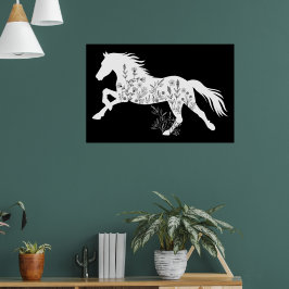 Poster Amante de os animais de Cavalo Floral