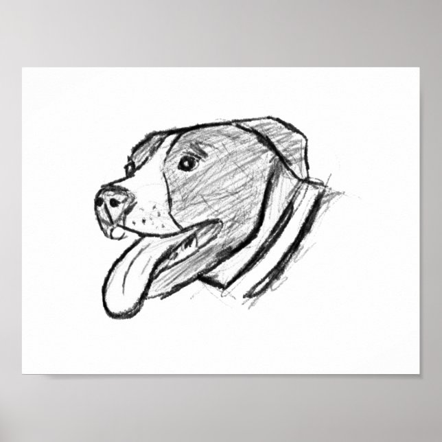Poster amante de os animais de foto-cão desenhado pela mã (Frente)