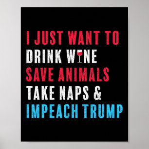 Poster Amante de os animais de Vinho de Tambor Anti-Trump