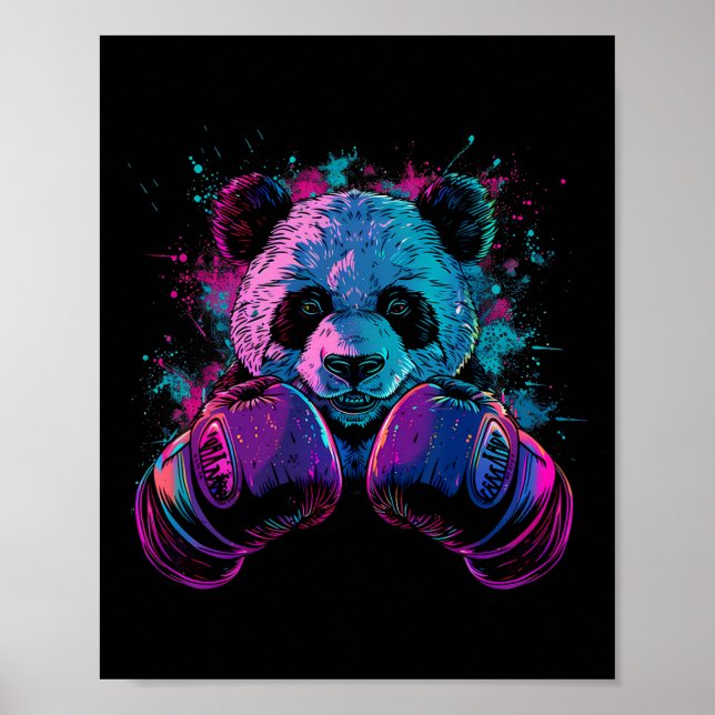 Poster Amante de Panda de Boxe Luvas de Boxe Kickboxing E (Frente)