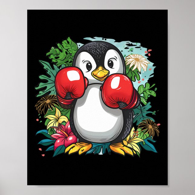 Poster Amante de Pinguim de Boxe Luvas de Boxe Kickboxing (Frente)