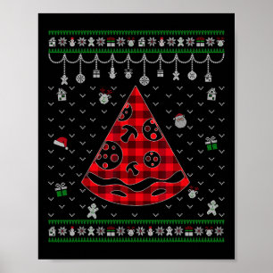 Poster Amante de Pizza Xadrez Vermelho Natal Feio Diverti