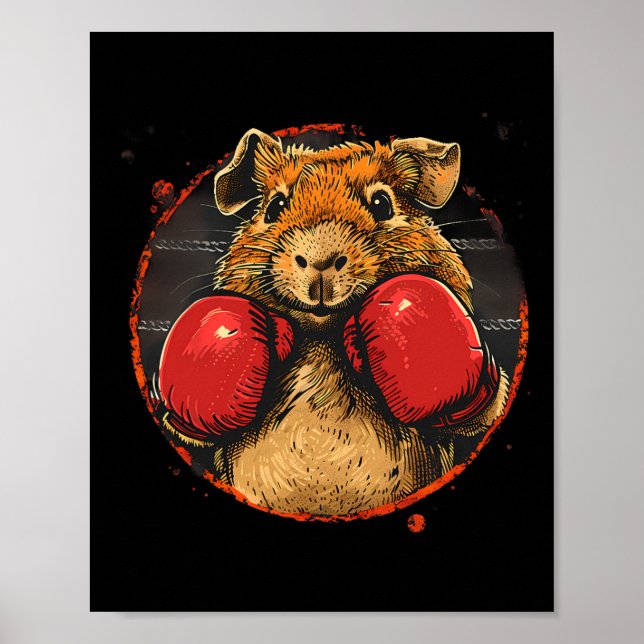 Poster Amante de porquinho-da-índia de boxe Luvas de boxe (Frente)