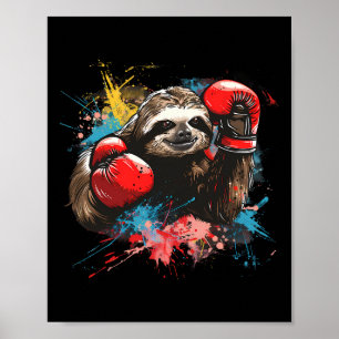Poster Amante de Preguiça de Boxe Luvas de Boxe Kickboxin