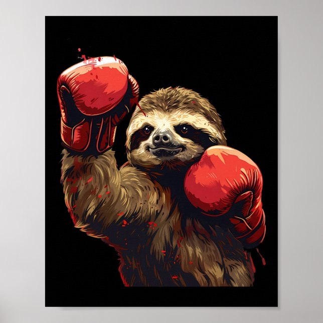 Poster Amante de Preguiça de Boxe Luvas de Boxe Kickboxin (Frente)