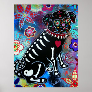 Póster Amante de Pug Diâmetro de los Muertos Cão