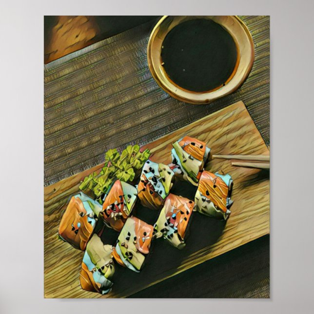 Poster Amante de sushi da comida asiática (Frente)