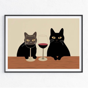 Poster Amante de Vinho Gata Preta