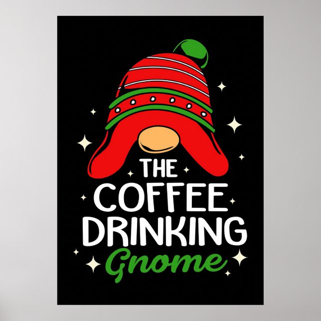 Poster Amante do Café O Gnomo que Bebe Café (Frente)