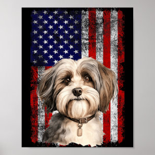Poster Amante do Cão Havanês Bandeira dos EUA 4 de Julho