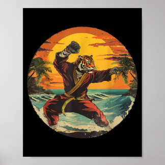 Poster Amante do Karate Tiger Sunset Taekwondo Mma Tigre