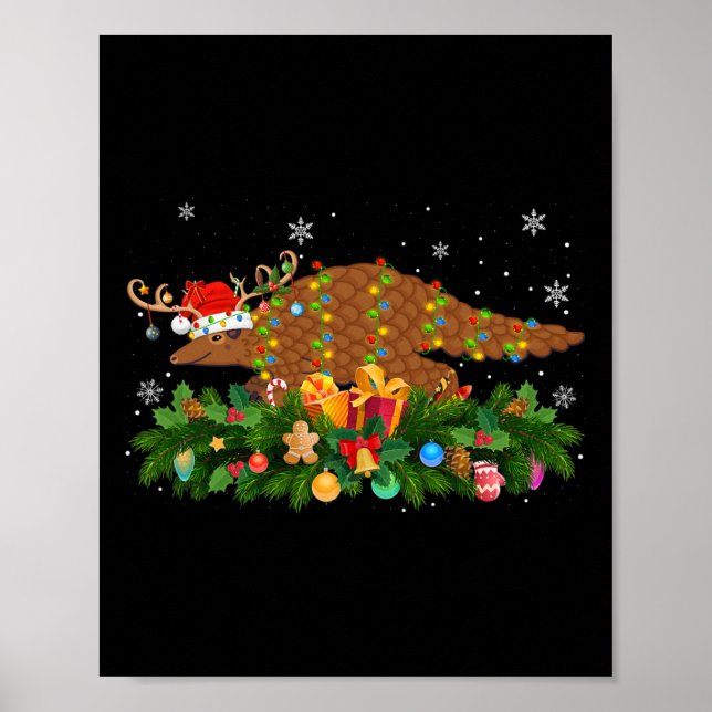 Poster Amante do Pangolin Rena Chapéu de Papai Noel Pango (Frente)