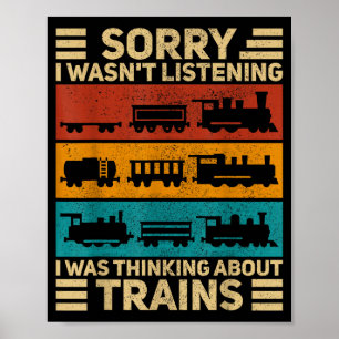 Poster Amante do Trem de Vagão Retro Modelo de Condutor d