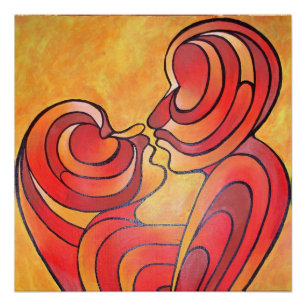 Póster Amantes Beijos E Seus Corpos Formam Um Coração De 