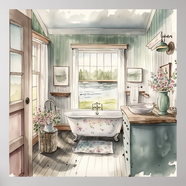 Poster amantes bonitinhos do banheiro do País (Frente)