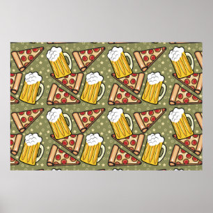 Póster Amantes da cerveja e da pizza