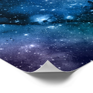 Poster Amantes da Galáxia Espaço Estrelado Céu Azul Faísc