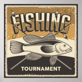 Poster amantes da pesca de retro-safra legal