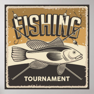 Poster amantes da pesca de retro-safra legal