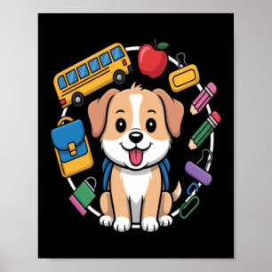 Poster Amantes de Cachorro de Volta às Aulas