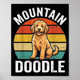 Poster Amantes de cachorro doodle da montanha vintage ret