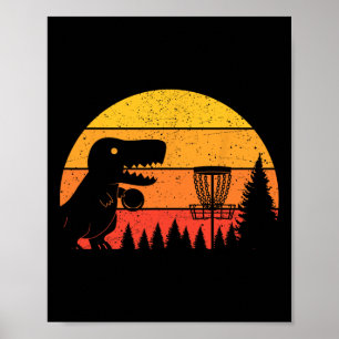 Poster Amantes de Esportes de Golfe de Disco de Dinossaur
