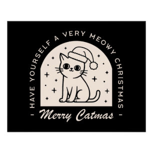 Póster Amantes de gatos desejos de Natal engraçados