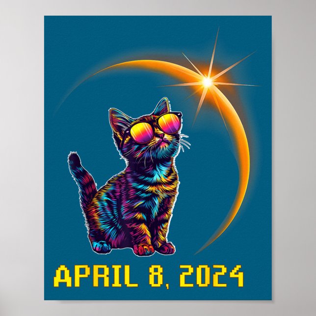 Poster Amantes de Gatos Engraçados Astronomia Eclipse Sol (Frente)