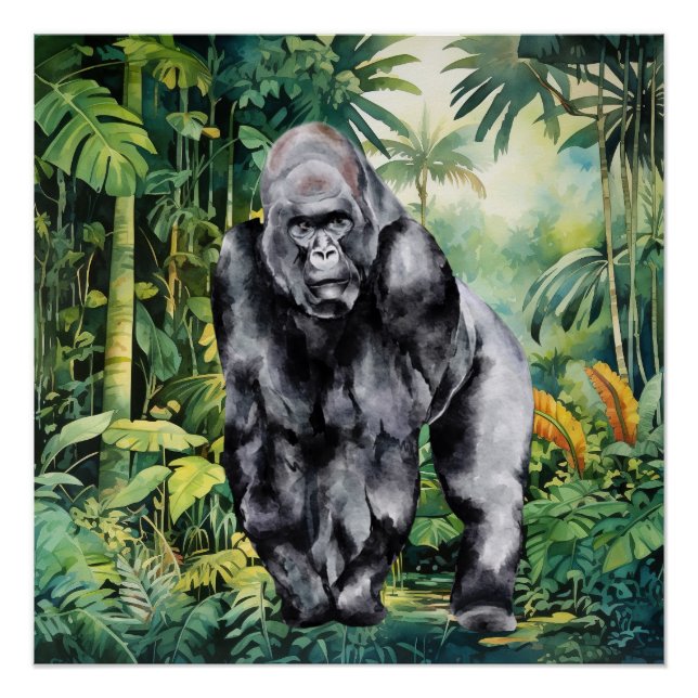 Póster Amantes de gorilas da selva legais (Frente)