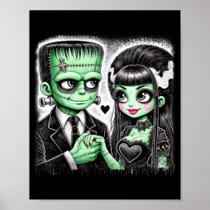 Poster Amantes de Halloween Frankenstein Esqueleto para H