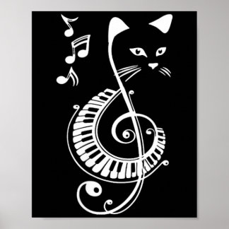 Poster Amantes de Música de Gato em Clave de Sol Feminino