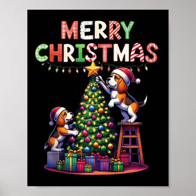 Poster Amantes de os animais De Pet Xmas Beagle Cães Deco (Frente)